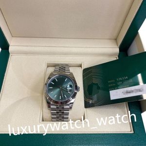 41mm Watches Men's Mint Green Blue Turquoise Watch Men BP Automatisk 2813 Wimbledon Jubilee Armband Sapphire BPF Rhodium Silver 126334 Originalförpackning
