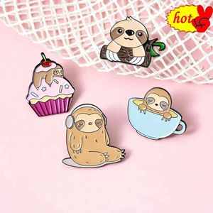 Hot Lapel Pins Creative Sloth Ice Cream Coffee Cup Enamel Pins Badge Periodic Table of Elements Brooches Lapel Bag Jewelry Gifts