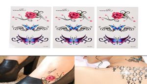 Nuova farfalla sexy 3d ghirlanda tatuaggio temporaneo body art flash adesivi tatuaggio fiore rosa impermeabile finto tatoo henné strumenti6852311