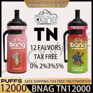 Bang King TN12000 Puflar Tek Kullanımlık E Sigara Vape Cihazı 600mAh Pil 20ml PreFolfed Stick vs Puff 800 10000 12000 Puff Flex 2800 vs Bang 6000 Kasırga 7000 9000