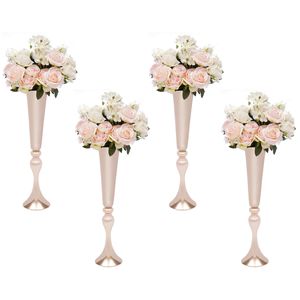 Vaso floral trompete de metal dourado, alto 65cm a 100cm, suporte para flores de casamento, peça central de mesa, vaso de flores douradas para decoração 444