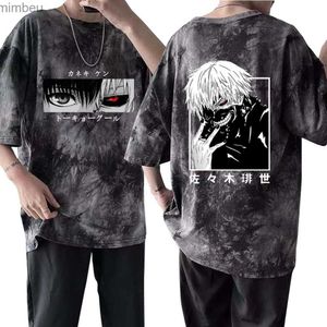 Homens camisetas Anime japonês Kaneki Ken Tokyo Ghoul Camiseta Homens Cool Manga Gráfico Verão T-shirt Casual Grunge Tshirt Streetwear Top Tee MaleL240110