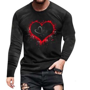 European and American Foreign Trade Men's Pullover, Love Valentine's Day, 3D Digital Printing, Fashionable Loose Round Neck Long Sleeved T-shirt