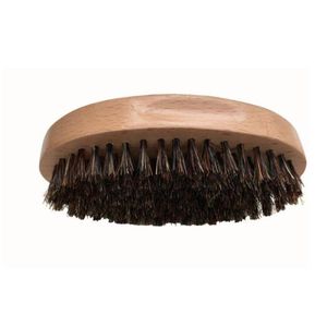 Escova de barba com cerdas de javali real, escova de barbear de madeira portátil, escova oval para barba, bigode, massagem facial 9036702
