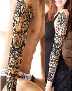 Braço completo flor tatuagem adesivo à prova dwaterproof água tatuagem temporária manga homens mulheres pintura corporal transferência de água falso tatoo sleeve5247426