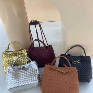 Venetaabottegas Borsa da Donna 2024 Autunno/Inverno Coreano Netto Fiocco Rosso Lavorato a Maglia Una Spalla Borsa Ascellare Crossbody Tide