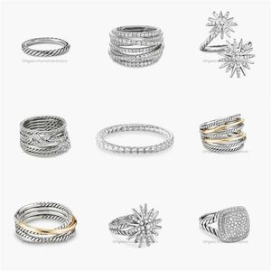 Sterling DY torcido vintage designer anéis de banda de casamento para mulheres presente de prata de férias diamantes 925 dy anel masculino 14k banhado a ouro joias de noivado