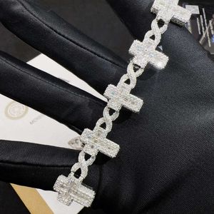 Zuanfa smycken sterling silver 925 VVS Moissanite Iced Out Diamond Hip Hop Jewelry Cross Cuban Armband Men