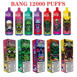 Original Bang Box 12000 Puffs E Cigaretter Starter Kit 12 12K Puff Big Vaporizers Disponible Vape Mesh Coil LED-lampor Uppladdningsbart batteri 23 ml Förfyllda skidor