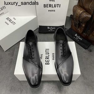 Berluti Business Skórzane buty Oxford Calfskina Ręcznie robione najwyższej jakości wenezia splicowane ręcznie robione kolory Formalwq