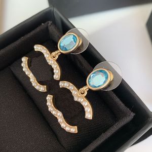 Örhängen designer för kvinnor 925 Sterling Silver Hoop Stud Rhinestone Treasure Blue Crystal Vintage for Party Weddings Jewelry Gift