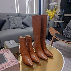 10A Middle splice stone pattern cowhide women high heels luxury designer shoes 10cm Womens fashion thigh-high boots