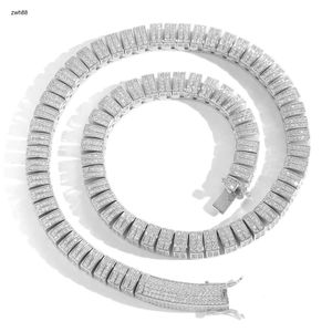 Хип-хопБелое 18-каратное позолоченное ожерелье в стиле хип-хоп, 10 мм, бамбуковая цепочка, микровставка, циркон, кубинская цепочка, индивидуальная дропшиппинг