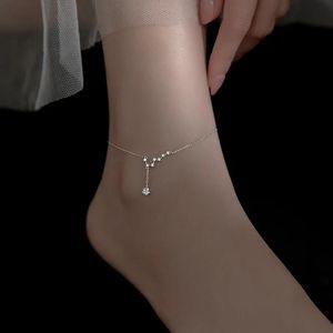 Cavigliere Enosola Cavigliere per donna Gioielli Argento 925 Bracciale alla caviglia con piede di mestolo sulla gamba Catena a stella femminile Ciondolo con il grande mestolo