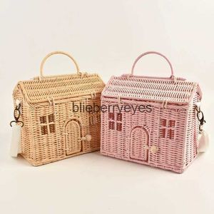 TOTES Creative House Shape Rattan Kadın Çantalar Hasır Dokma Omuz Crossbody Çantalar Komik Yaz Plajı Str Çanta El Yapımı Travelblieberyeyes