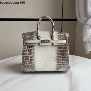 Designers Handbags Himalayans Bags Designer Full Hand Sewing Wax Thread Bag 25cm Himalayans Crocodile Leather Highend Handbag Silver Buckle