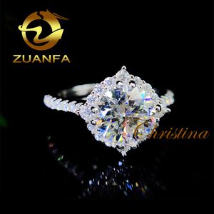 14k Real Gold Cluster Moissanite Rings Exquisite Shiny Full Diamond Women Engagement Ring Manufacturer