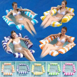 Other Pools SpasHG PVC Inflatable Hammock Bed Comfortable Stripe Water Floating Bed Portable Leak Proof Lightweight for Summer Pool Supplies YQ240111