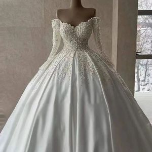 Sweet white bridal gown V-neck long sleeve decal A-line tulle floor-length wedding dress vestidos de