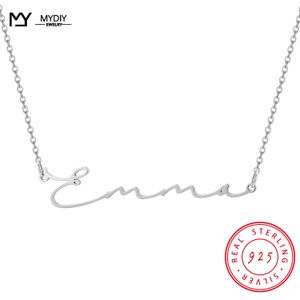 Halsband Anpassade skriptnamn Handgjorda halsband Cursive 925 Sterling Silver Typeplatta Födelsedag Mors dag Gift Kvinnor Choker smycken