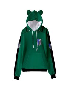 Japan Anime Attack on Titan Kids Blue For Boys Girl Care Cat Ear Pullover Hooded Bluza Shingeki No Kyojin Cosplay Costume 6455266