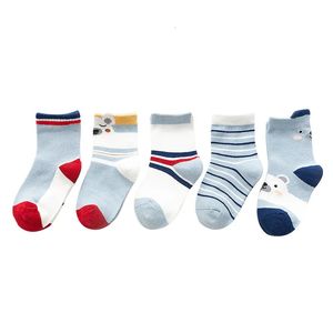 5 Pairs/lot Children's Socks Product Spring Autumn Cute Cartoon Cotton Soft Mid-tube Baby Boys Girls Items 240111