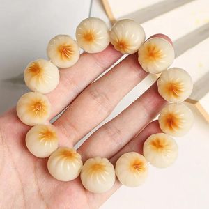 Armband White Jade Bodhi Root Armband Fylld bun kattklo design Raffinerad enkelslinga för att passera tidens fingerleksaker smycken gåva