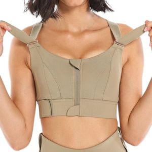 Mulheres esportes sutiãs collants colheita superior yoga colete zíper frontal plus size cinta ajustável à prova de choque ginásio fitness atlético sutiã 240110