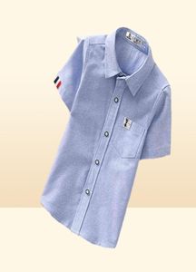 GFMY Summer Sale Shirts Casual Solid Cotton Color Blue White Short-sleeved Boys For 2-14 Years 2201256552727