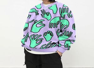 Mens Hoodies Sweatshirts Fashion Loose Light Purple Round Neck Long Sleeve Printed Korean Casual Top Sweater Autumn Winter6231230