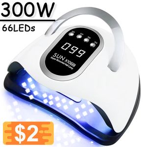 300W Professional Nail Dryer Lamp For Manicure Powerful UV Gel 66 LEDs Automatic Sensing Polish Drying 240111