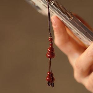 Pendants Natural Raw Ore Cinnabar Jewelry Zijin Sand Gourd Mobile Phone Chain Pendant Creative Small Pendant for Men and Women