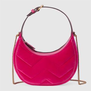 Velvet Shoulder Bags Top Quality Marmont Handbags Purse Fashion Letters Designer Half Moon Crossbody Bags Chain Wallets Golden Hardware