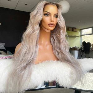 Brazilian Hair Silver Grey Blonde Lace Frontal Wigs Loose Water Wave Lace Front Wig for Women Ombre Full Lace Wig HD Pre Plucked