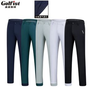 Golfçü golf erkekler yaz ince elastik nefes alabilen yan yanma delik uzun pantolon spor giysi giysi giysi takım elbise 240111