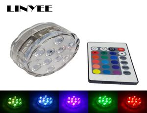 1PCS cheap 10 LED Submersible Light RGB Remote Control Waterproof LED Candle Lamp Floral Vase Base Light Party Decoration8420584