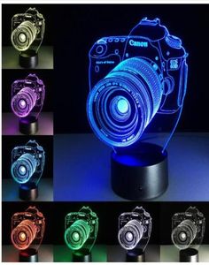 Regali novità 3D acrilico Intrattenimento telecamera illusione Lampada a LED Lampada da tavolo USB Luce notturna RGB Lampada da comodino romantica3143072