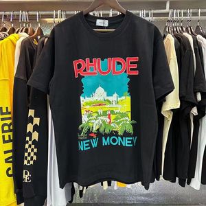 24ss Oryginalny Rhude Mens T Shirt Wysokiej jakości Designer Tess Casual Fashion Krótkie rękawie Europa Ameryka Mężczyźni Kobiety za okrągłe szyję