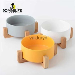 Dog Bowls Feeders Ceramic Dog Bowl Anti-Slip Pet Bowl for Dogs 12.8-20 cm Diameter Cat Dog Feacher med trästativ Cat Dog Food Bowl Dog SuppliesVaiduryd