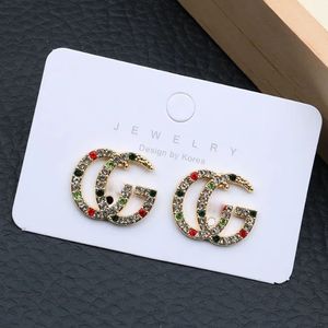 17 stile misto di lusso lettere stud 18 carati placcato oro 925 designer donne famose strass di cristallo gioielli orecchino di perla