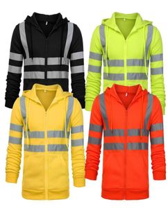 Men039s Felpe con cappuccio Felpe 1PC Giacca ad alta visibilità Pullover da ciclismo Felpa con cappuccio da lavoro su strada Sicurezza notturna Zip con cappuccio M4XL Safe7908044