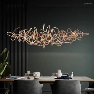 Chandeliers Post-modern Light Luxury LED Restaurant Chandelier Decoration Salon Nordic Luster Lamps Simple Iron Art Bar Tree Hanging Chrome