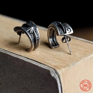 Earrings MKENDN Punk Style Jewelry S925 Silver Indian Arabesque Totem Ear Stud For Men And Women AntiAllergy Stud Earrings Femme