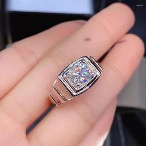 Cluster Rings Man Ring Moissanite 1CT Jewelry Gemstone 925 Sterling Silver