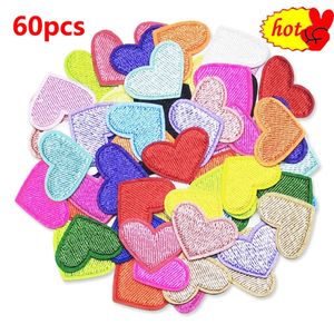 60pcs Lot Heart Iron Sew on Patches for Clothing Embroidered Bulk Kids Small Cute Applique Wholesale Mix Thermal Parche Ropa Diy