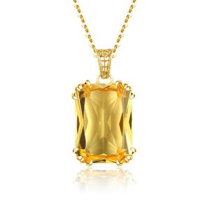 Pendants Genuine 925 Sterling Silver Pendant For Women Citrine 18K Gold Color Necklace Pendants Bohemia Filigree Flower Design Jewelry