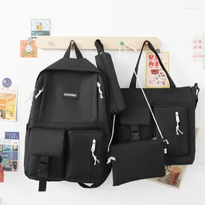 School Bags SchoolGirlのSchoolBag Junior High Student Semale Leisure Campus Backpack 4ピース