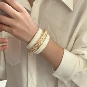 Bangles Vintage Contrast Color White Enamel Drop Glaze Thick Wide Open Bracelets Bangle for Women Lady Trendy Chunky Jewelry Accessories