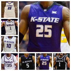 Anpassad Kansas State Wildcats Basketball Jersey NCAA Ques Glover Stitched Jersey Alla namnnummer män kvinnor ungdom broderad David n'guessan Dorian Finister
