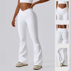 Lu Align Leggings High Al Pant midja Align Leggings crossover Design Dance Sports Wide Leg Casual Hip Lift Fitness Micro Flare Pants Workout Gry LL Yoga Lemon